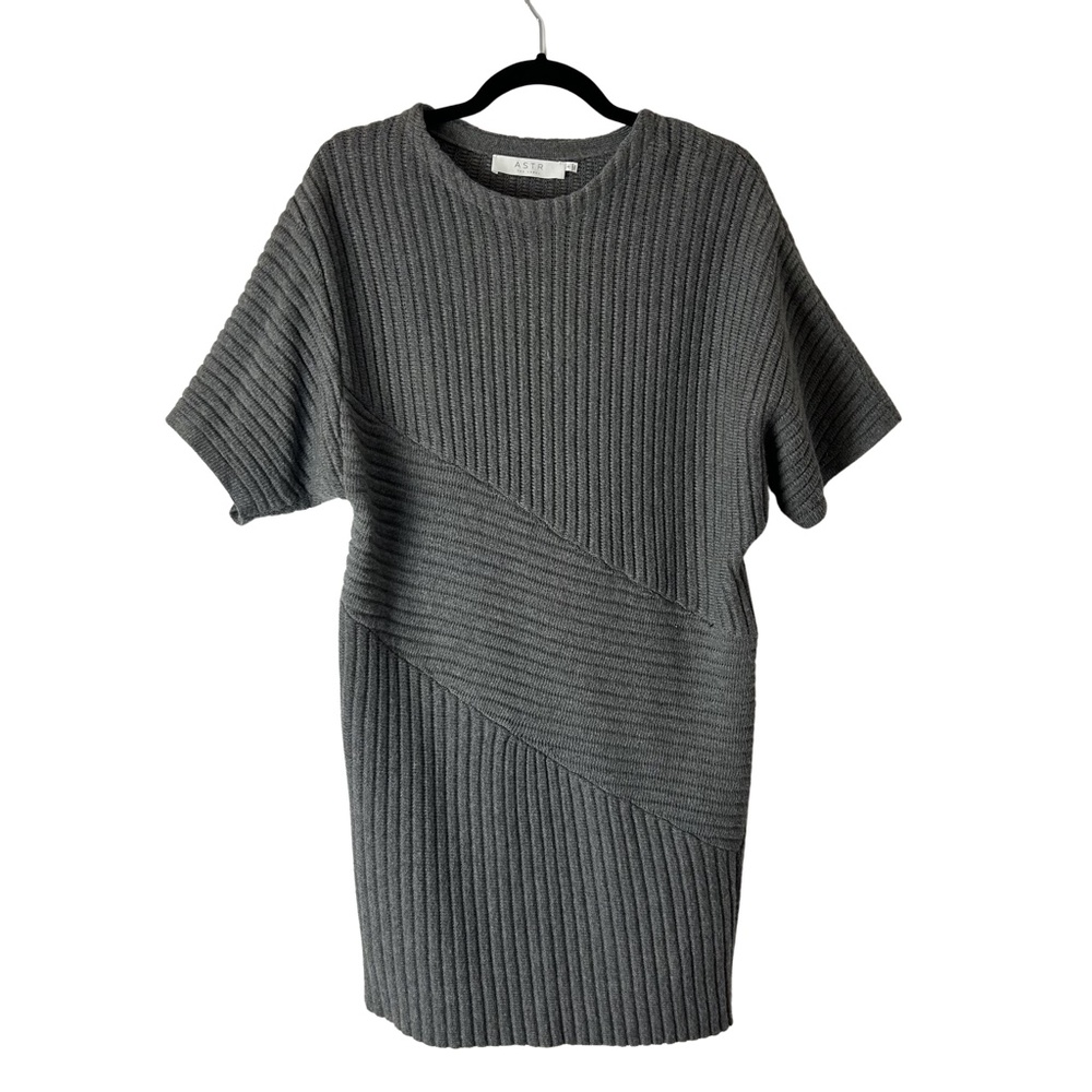 ASTR Wool Blend Ribbed Sweater Dress in Grey - Picture 3 of 7